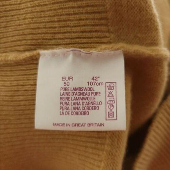 Alan Paine Mens Medium Mustard Long Sleeve Pullover Lamb Wool Crew Neck Sweater - Picture 8 of 9